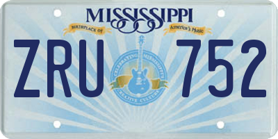MS license plate ZRU752