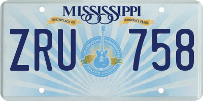 MS license plate ZRU758