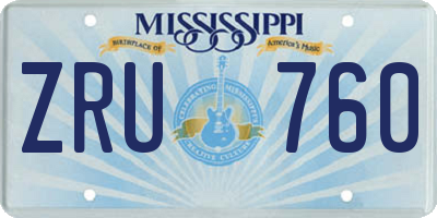 MS license plate ZRU760