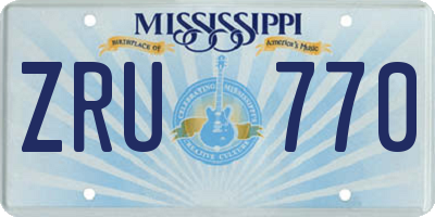 MS license plate ZRU770