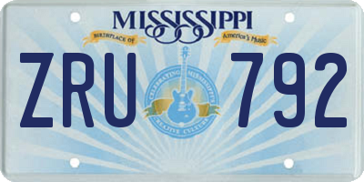 MS license plate ZRU792