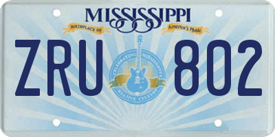 MS license plate ZRU802