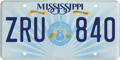 MS license plate ZRU840