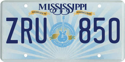 MS license plate ZRU850