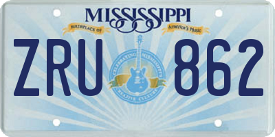 MS license plate ZRU862