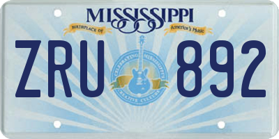 MS license plate ZRU892
