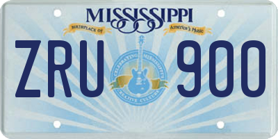 MS license plate ZRU900