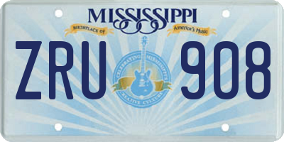 MS license plate ZRU908