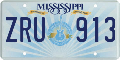 MS license plate ZRU913
