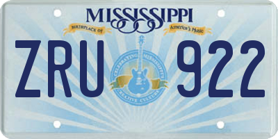 MS license plate ZRU922