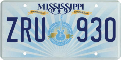 MS license plate ZRU930