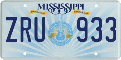 MS license plate ZRU933