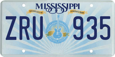 MS license plate ZRU935