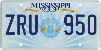 MS license plate ZRU950
