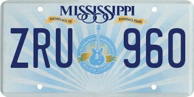 MS license plate ZRU960