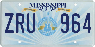 MS license plate ZRU964