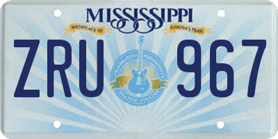 MS license plate ZRU967
