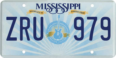 MS license plate ZRU979