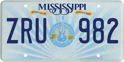 MS license plate ZRU982