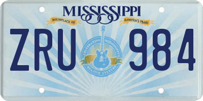 MS license plate ZRU984