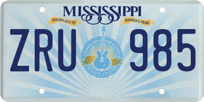 MS license plate ZRU985