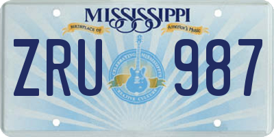 MS license plate ZRU987