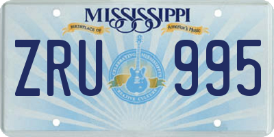 MS license plate ZRU995