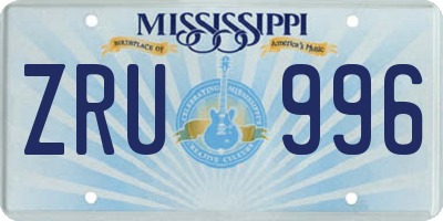 MS license plate ZRU996
