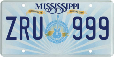 MS license plate ZRU999