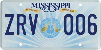 MS license plate ZRV006