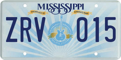 MS license plate ZRV015