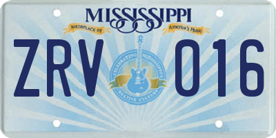 MS license plate ZRV016