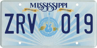 MS license plate ZRV019