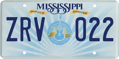 MS license plate ZRV022