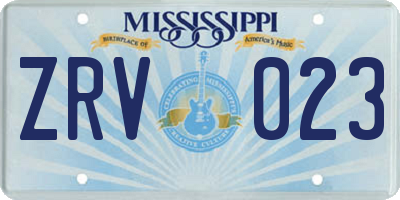 MS license plate ZRV023