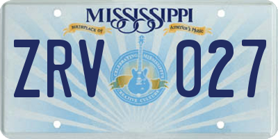 MS license plate ZRV027
