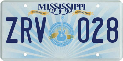 MS license plate ZRV028