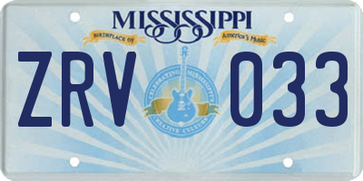 MS license plate ZRV033