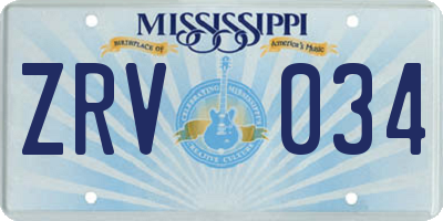 MS license plate ZRV034