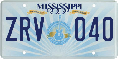 MS license plate ZRV040