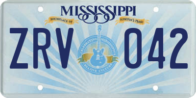 MS license plate ZRV042