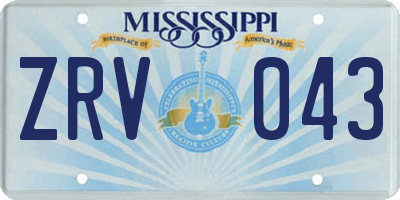 MS license plate ZRV043