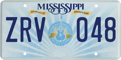 MS license plate ZRV048
