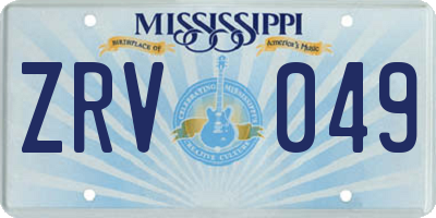 MS license plate ZRV049