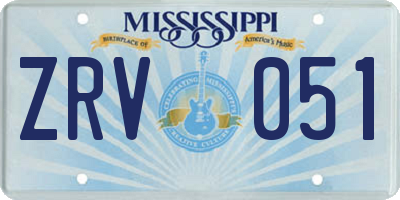 MS license plate ZRV051