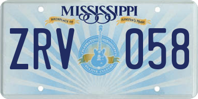 MS license plate ZRV058