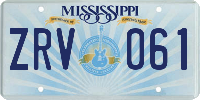 MS license plate ZRV061