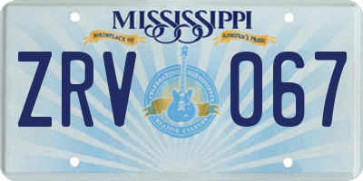 MS license plate ZRV067
