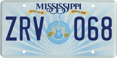MS license plate ZRV068