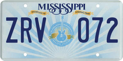 MS license plate ZRV072